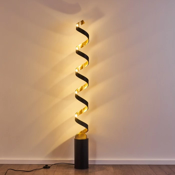 Hofstein Rezat Stehleuchte LED Schwarz-Gold, 1-flammig – Bild 6