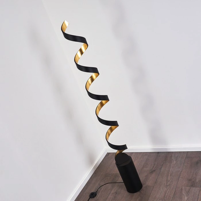 Hofstein Rezat Stehleuchte LED Schwarz-Gold, 1-flammig – Bild 7