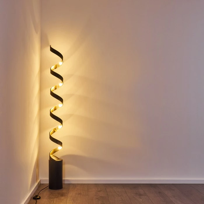 Hofstein Rezat Stehleuchte LED Schwarz-Gold, 1-flammig – Bild 8