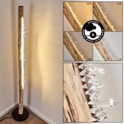 Hofstein Rodeche Stehleuchte LED Schwarz, Holz hell, 1-flammig