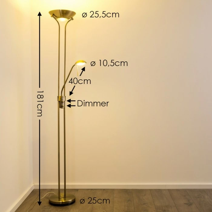 Hofstein Rom Deckenfluter LED Altmessing, 2-flammig – Bild 2