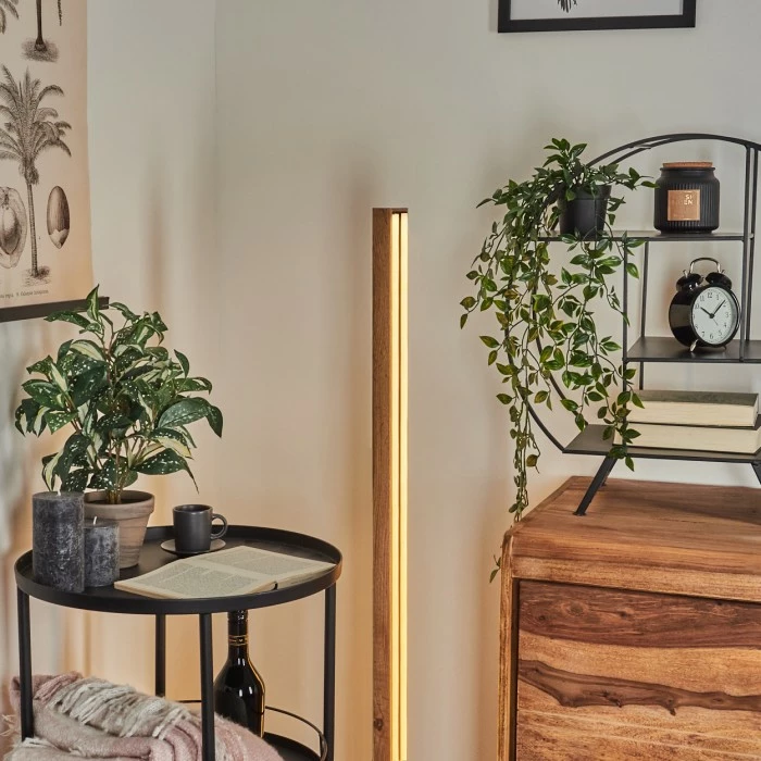 Hofstein Salmi Stehleuchte LED Schwarz, Holzoptik, 1-flammig – Bild 11