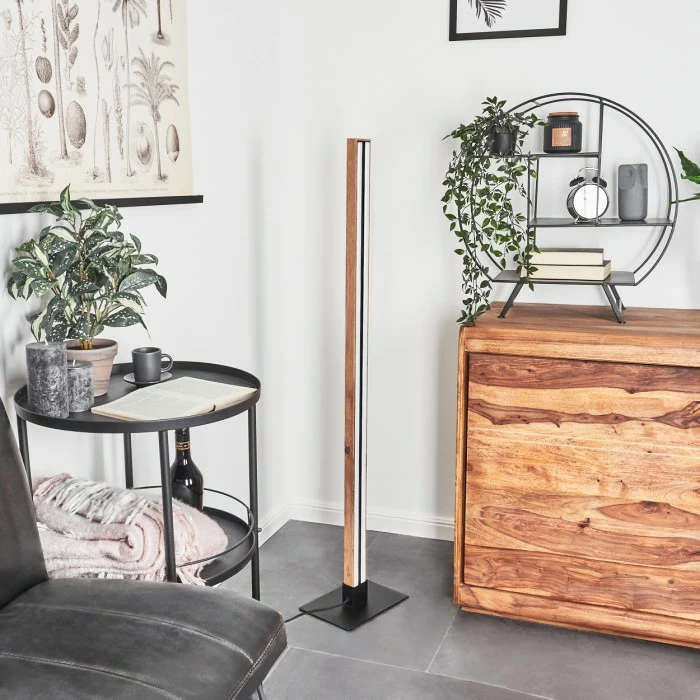 Hofstein Salmi Stehleuchte LED Schwarz, Holzoptik, 1-flammig – Bild 12