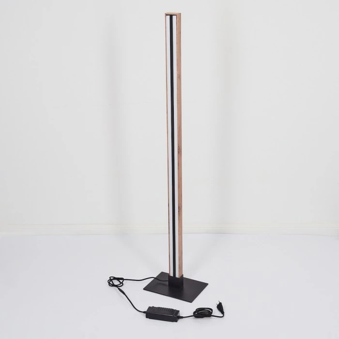 Hofstein Salmi Stehleuchte LED Schwarz, Holzoptik, 1-flammig – Bild 5