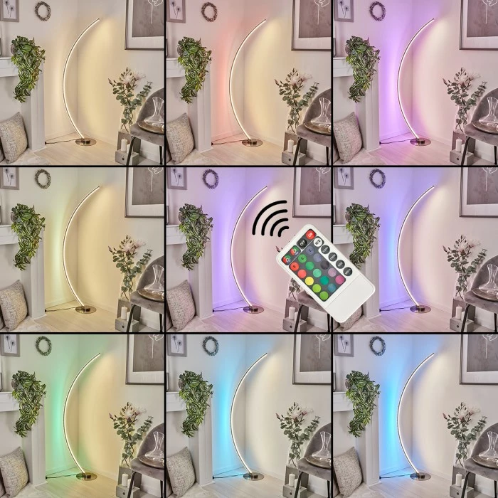 Hofstein Scar RGB Bogenlampe LED Nickel-Matt, 1-flammig, Fernbedienung, Farbwechsler – Bild 2