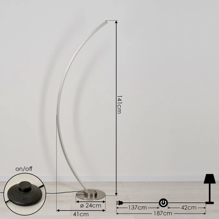 Hofstein Scar RGB Bogenlampe LED Nickel-Matt, 1-flammig, Fernbedienung, Farbwechsler – Bild 4