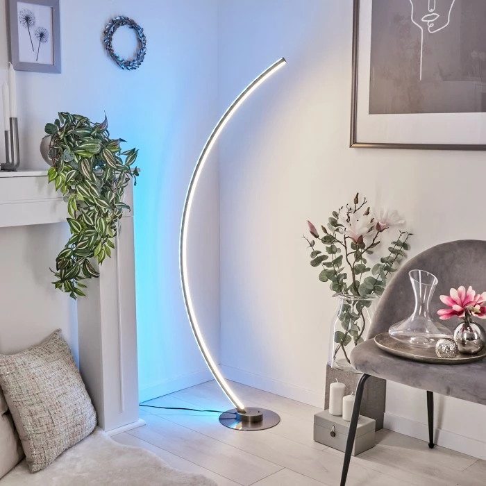 Hofstein Scar RGB Bogenlampe LED Nickel-Matt, 1-flammig, Fernbedienung, Farbwechsler – Bild 7