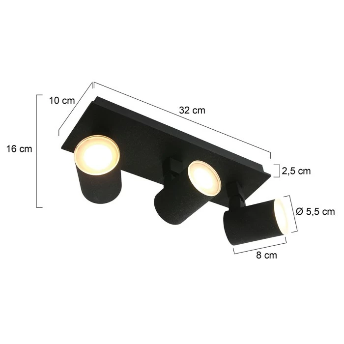 Steinhauer Points noirs Deckenleuchte LED Schwarz, 3-flammig – Bild 6