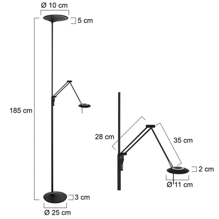 Steinhauer Zodiac Deckenfluter LED Schwarz, 2-flammig – Bild 11