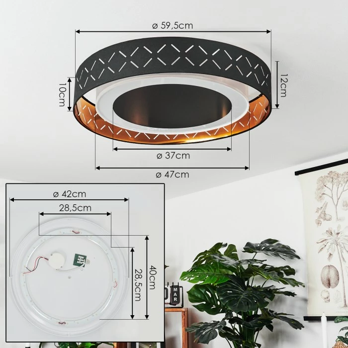 Hofstein Tallaboa Deckenleuchte LED Schwarz, Weiß, 1-flammig – Bild 4