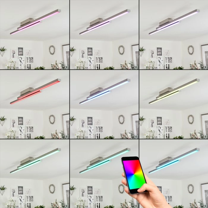 Hofstein Tamizat Deckenleuchte LED Nickel-Matt, 2-flammig, Farbwechsler – Bild 2