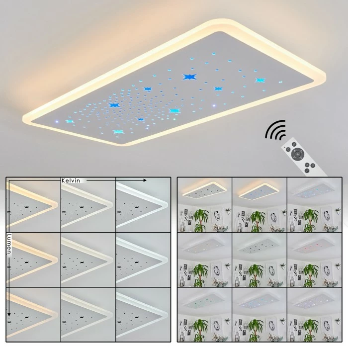 Hofstein Telsen Deckenpanel LED Weiß, 2-flammig, Fernbedienung, Farbwechsler