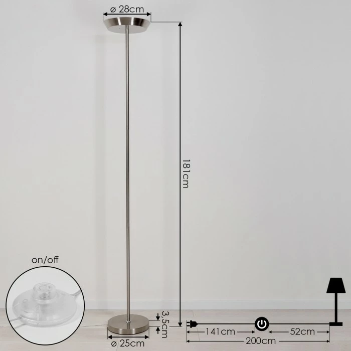 Hofstein Theron Deckenfluter LED Nickel-Matt, 1-flammig, Fernbedienung – Bild 4