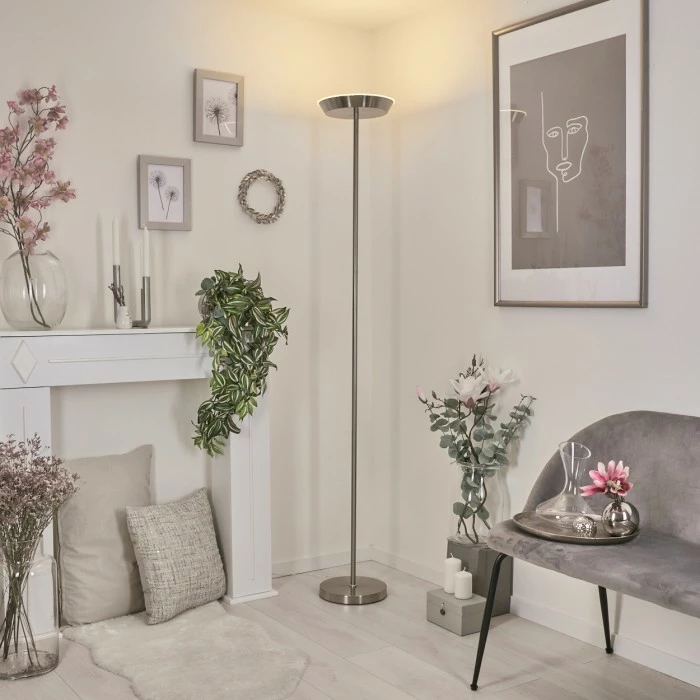 Hofstein Theron Deckenfluter LED Nickel-Matt, 1-flammig, Fernbedienung – Bild 9