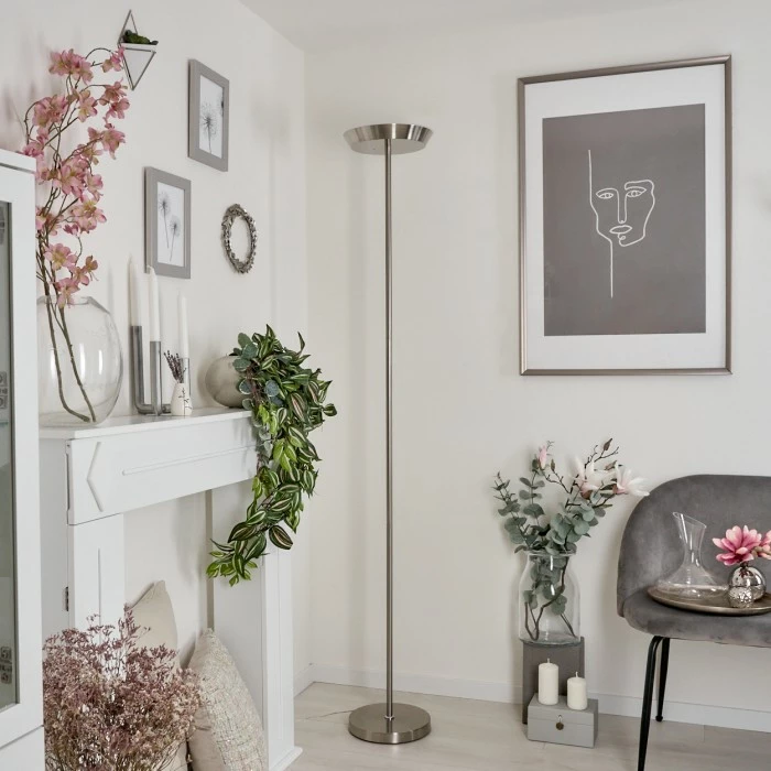 Hofstein Theron Deckenfluter LED Nickel-Matt, 1-flammig, Fernbedienung – Bild 10