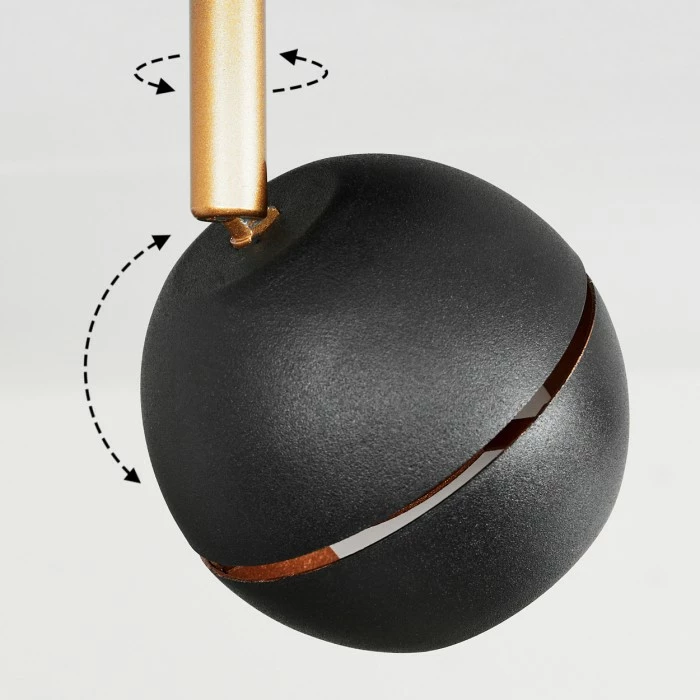 Hofstein Tome Deckenleuchte LED Messing, Schwarz, 2-flammig – Bild 3