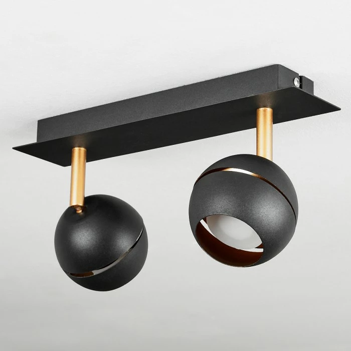 Hofstein Tome Deckenleuchte LED Messing, Schwarz, 2-flammig – Bild 8