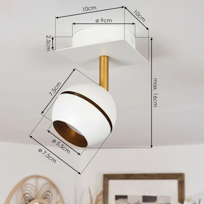 Hofstein Tome Deckenleuchte LED Messing, Weiß, 1-flammig – Bild 4