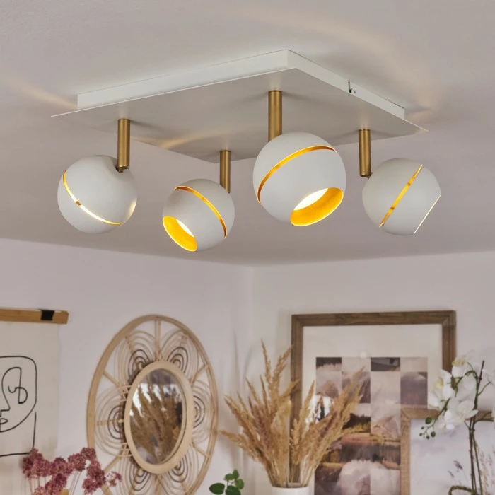 Hofstein Tome Deckenleuchte LED Messing, Weiß, 4-flammig – Bild 9