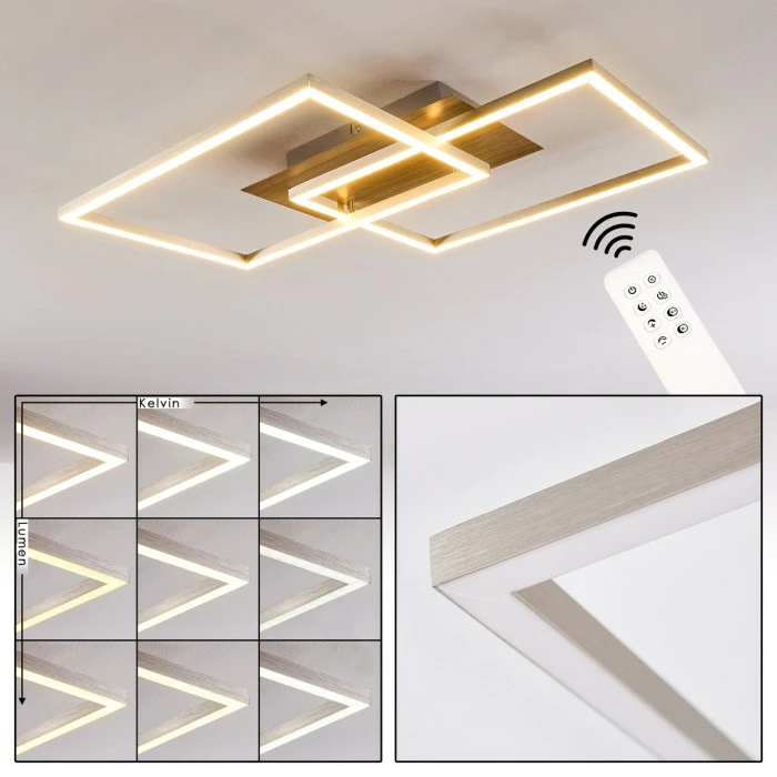 Hofstein Torres Deckenleuchte LED Nickel-Matt, 2-flammig, Fernbedienung
