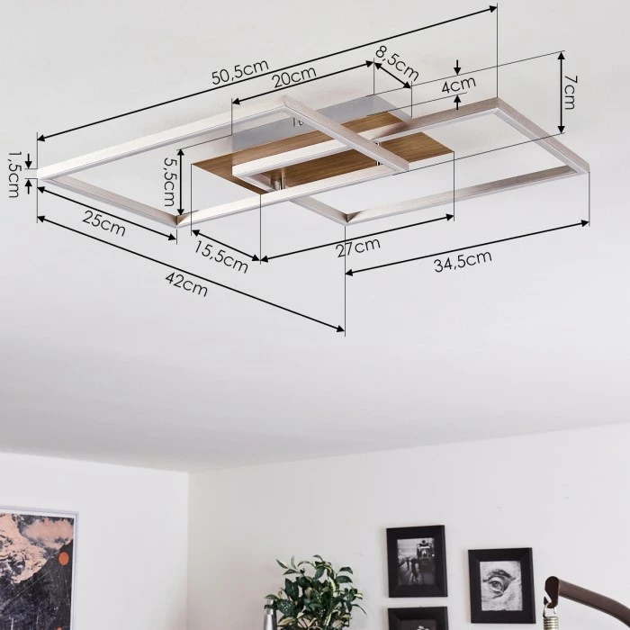 Hofstein Torres Deckenleuchte LED Nickel-Matt, 2-flammig, Fernbedienung – Bild 4