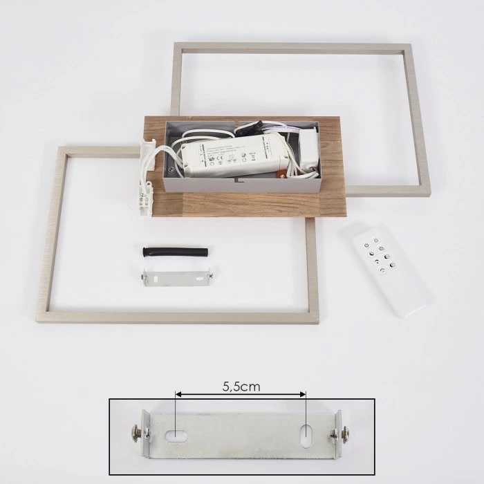 Hofstein Torres Deckenleuchte LED Nickel-Matt, 2-flammig, Fernbedienung – Bild 5