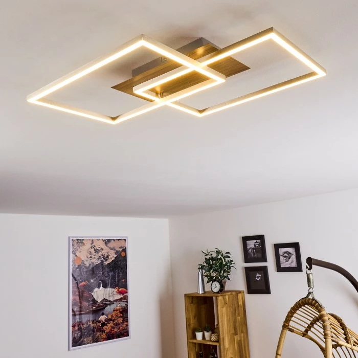 Hofstein Torres Deckenleuchte LED Nickel-Matt, 2-flammig, Fernbedienung – Bild 7