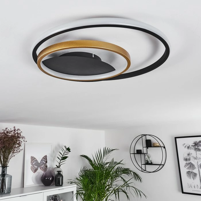 Hofstein Trapani Deckenleuchte LED Schwarz, Gold, 1-flammig, Fernbedienung, Farbwechsler – Bild 12