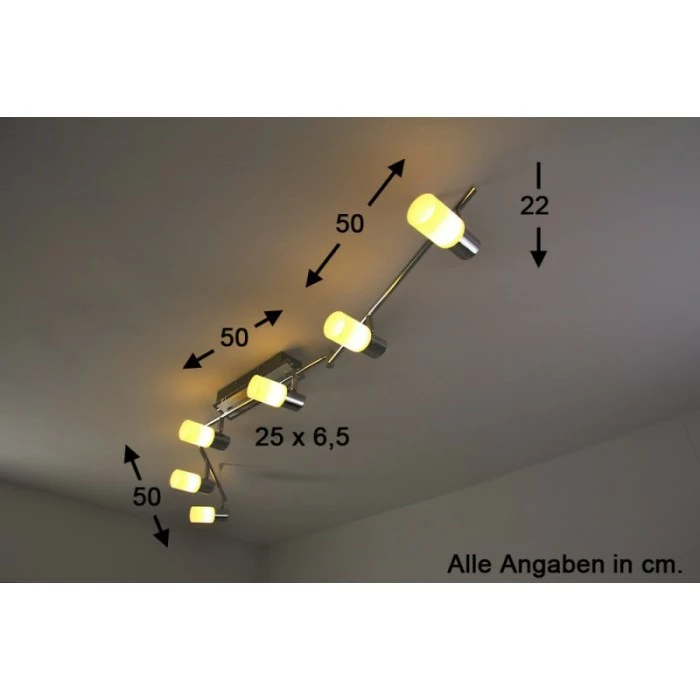 Trio Leuchten CLAPTON Deckenleuchte LED Chrom, Aluminium, Edelstahl, 6-flammig – Bild 2