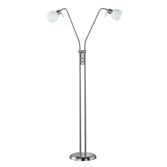 Trio Leuchten FREDDY Stehleuchte LED Nickel-Matt, 2-flammig