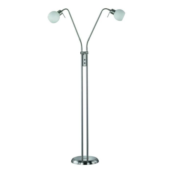 Trio Leuchten FREDDY Stehleuchte LED Nickel-Matt, 2-flammig – Bild 2