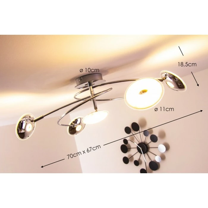 Trio Leuchten Trio PILATUS Deckenleuchte LED Chrom, 5-flammig – Bild 2