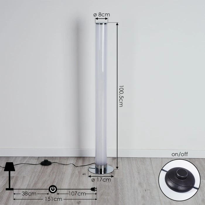 Hofstein Tumurora Stehleuchte LED Chrom, 1-flammig, Fernbedienung – Bild 4