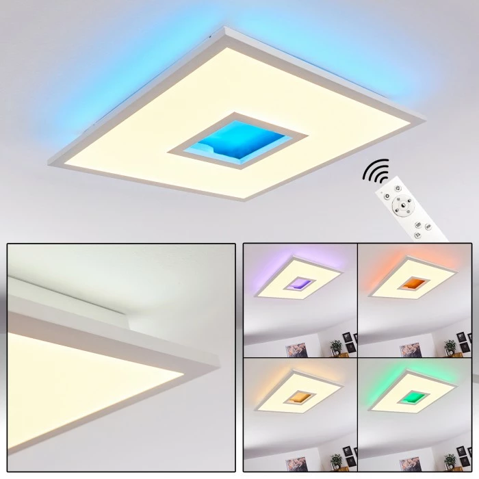 Hofstein Turbala LED Panel Weiß, 2-flammig, Fernbedienung, Farbwechsler