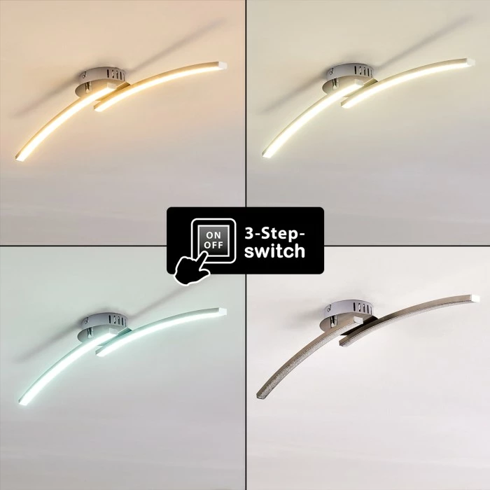 Hofstein Tusula Deckenleuchte LED Nickel-Matt, 2-flammig – Bild 4