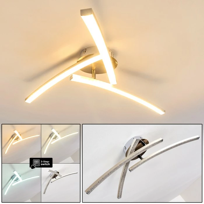 Hofstein Tusula Deckenleuchte LED Edelstahl, 3-flammig