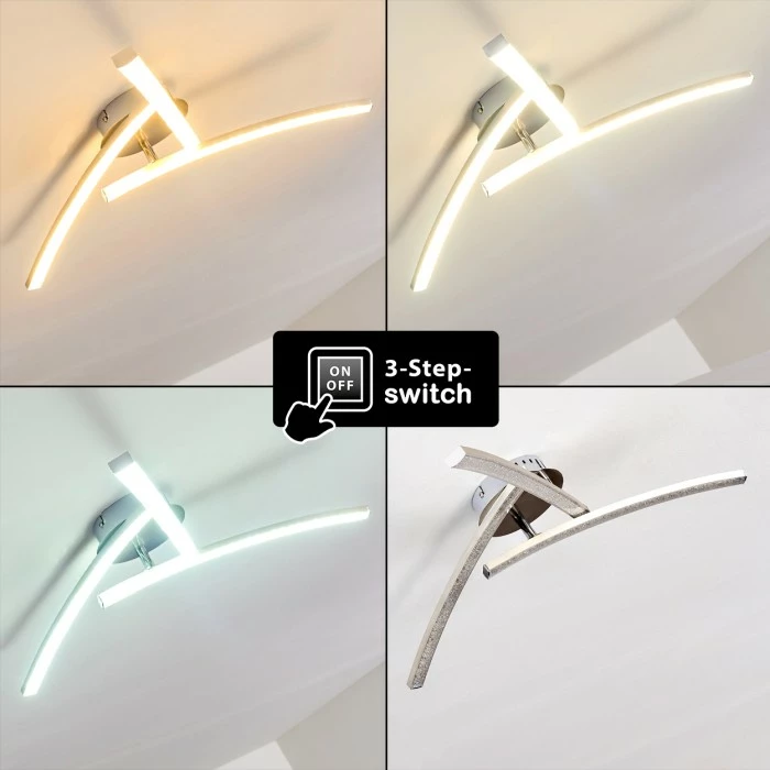 Hofstein Tusula Deckenleuchte LED Edelstahl, 3-flammig – Bild 4