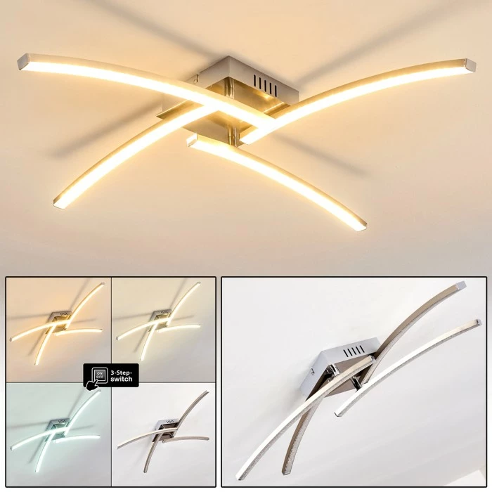 Hofstein Tusula Deckenleuchte LED Nickel-Matt, 4-flammig