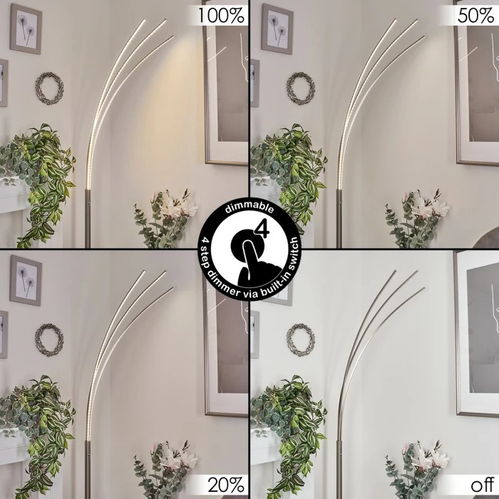 Hofstein Uttorp Stehleuchte LED Nickel-Matt, 3-flammig – Bild 2