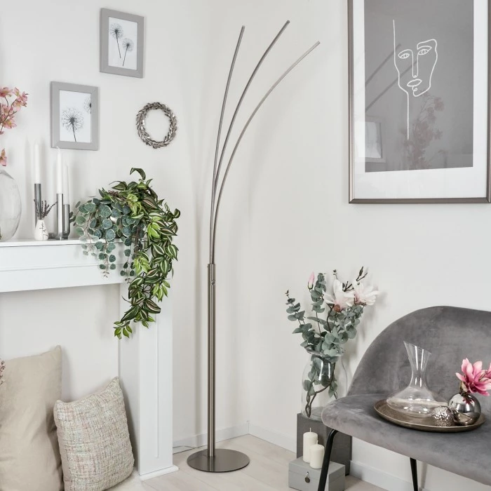 Hofstein Uttorp Stehleuchte LED Nickel-Matt, 3-flammig – Bild 9