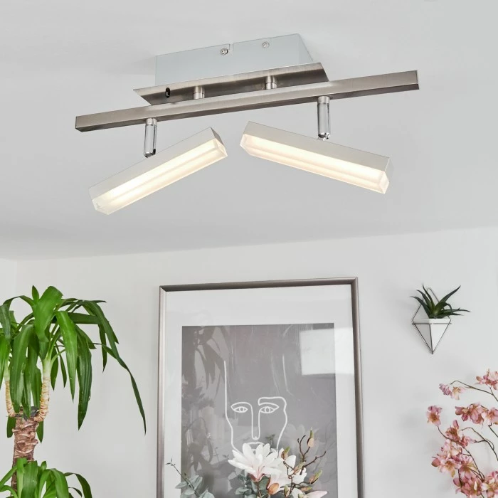 Hofstein Vehkala Deckenleuchte LED Nickel-Matt, Chrom, 2-flammig, Fernbedienung, Farbwechsler – Bild 11