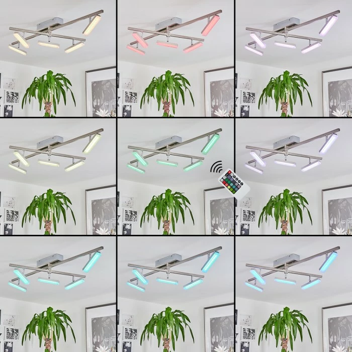 Hofstein Vehkala Deckenleuchte LED Nickel-Matt, Chrom, 5-flammig, Fernbedienung, Farbwechsler – Bild 2