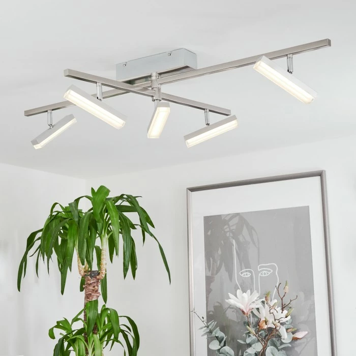 Hofstein Vehkala Deckenleuchte LED Nickel-Matt, Chrom, 5-flammig, Fernbedienung, Farbwechsler – Bild 11