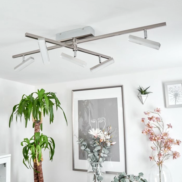 Hofstein Vehkala Deckenleuchte LED Nickel-Matt, Chrom, 5-flammig, Fernbedienung, Farbwechsler – Bild 12