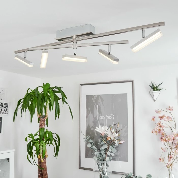 Hofstein Vehkala Deckenleuchte LED Nickel-Matt, Chrom, 5-flammig, Fernbedienung, Farbwechsler – Bild 7