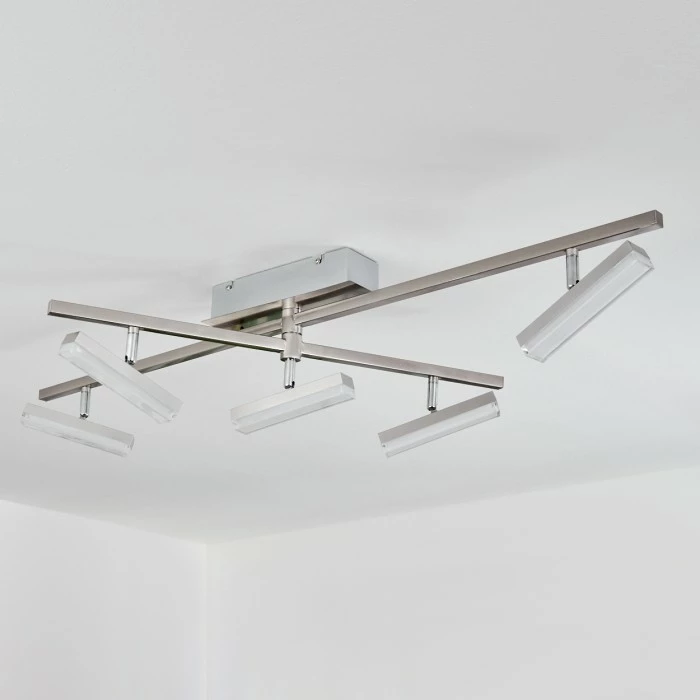 Hofstein Vehkala Deckenleuchte LED Nickel-Matt, Chrom, 5-flammig, Fernbedienung, Farbwechsler – Bild 8