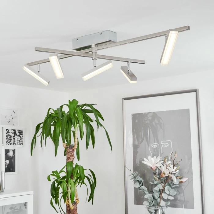 Hofstein Vehkala Deckenleuchte LED Nickel-Matt, Chrom, 5-flammig, Fernbedienung, Farbwechsler – Bild 9