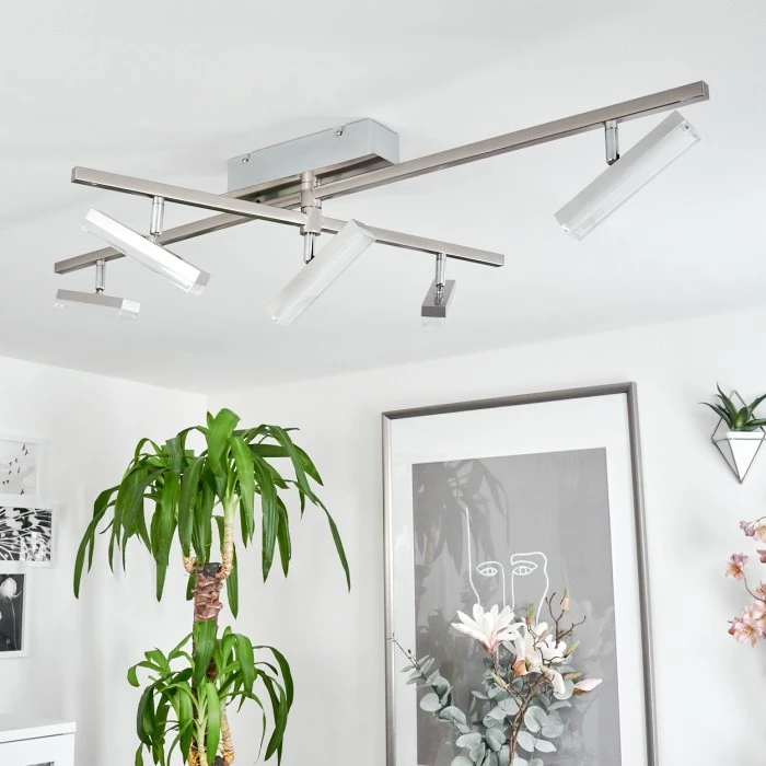 Hofstein Vehkala Deckenleuchte LED Nickel-Matt, Chrom, 5-flammig, Fernbedienung, Farbwechsler – Bild 10