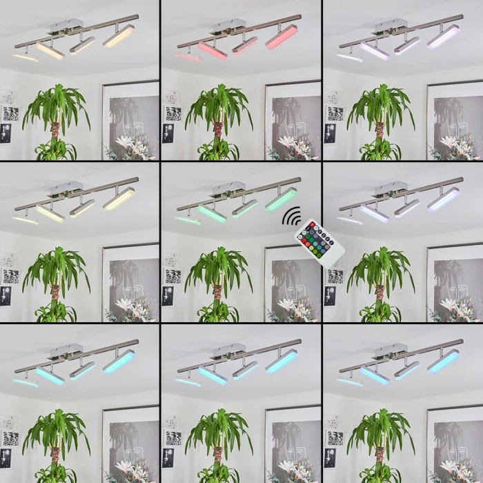 Hofstein Vehkala Deckenleuchte LED Nickel-Matt, Chrom, 4-flammig, Fernbedienung, Farbwechsler – Bild 2