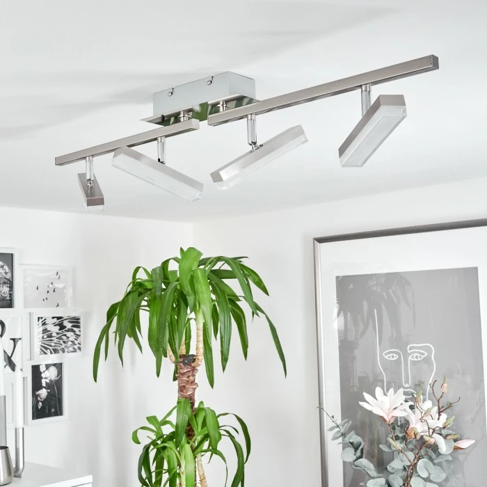 Hofstein Vehkala Deckenleuchte LED Nickel-Matt, Chrom, 4-flammig, Fernbedienung, Farbwechsler – Bild 12